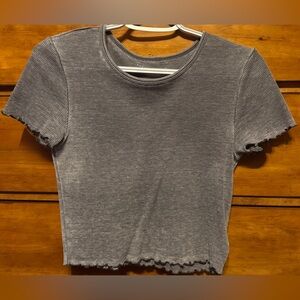 American Eagle Outfitters Gray Ribbed Crop Top